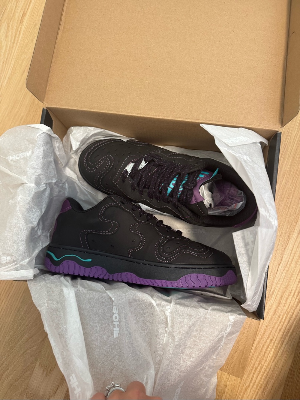 MSCHF Black Sneakers with Purple & Teal Accents
